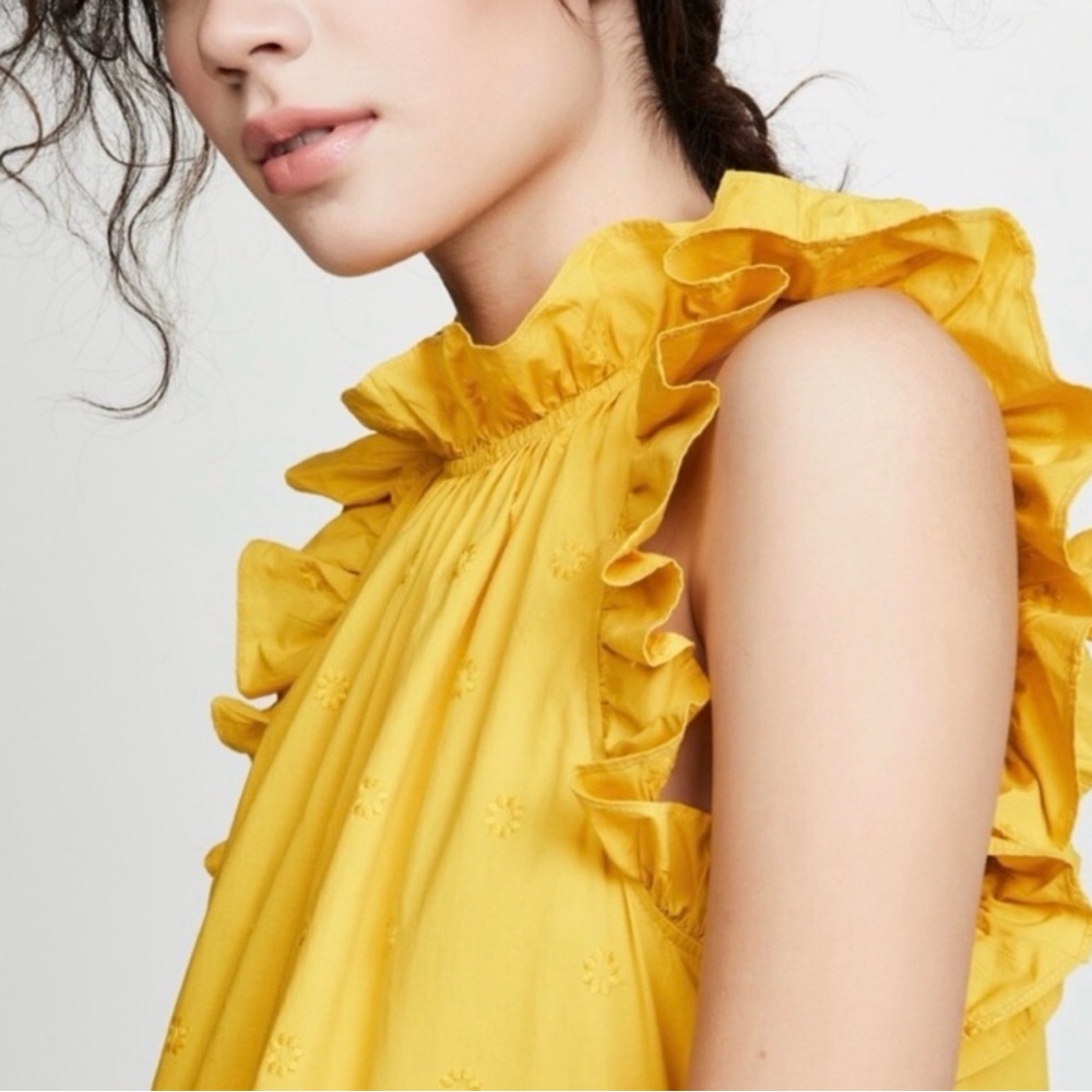 Ulla Johnson Yellow Ruffled High-Low Dress - Picture 3 of 10